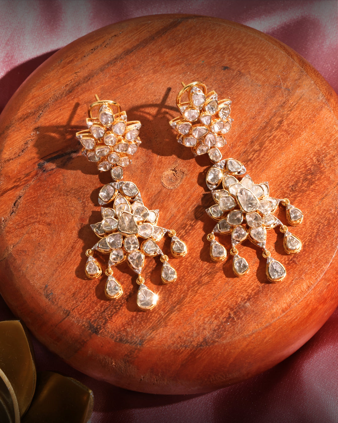 Nandini Polki And Diamond Long Earrings