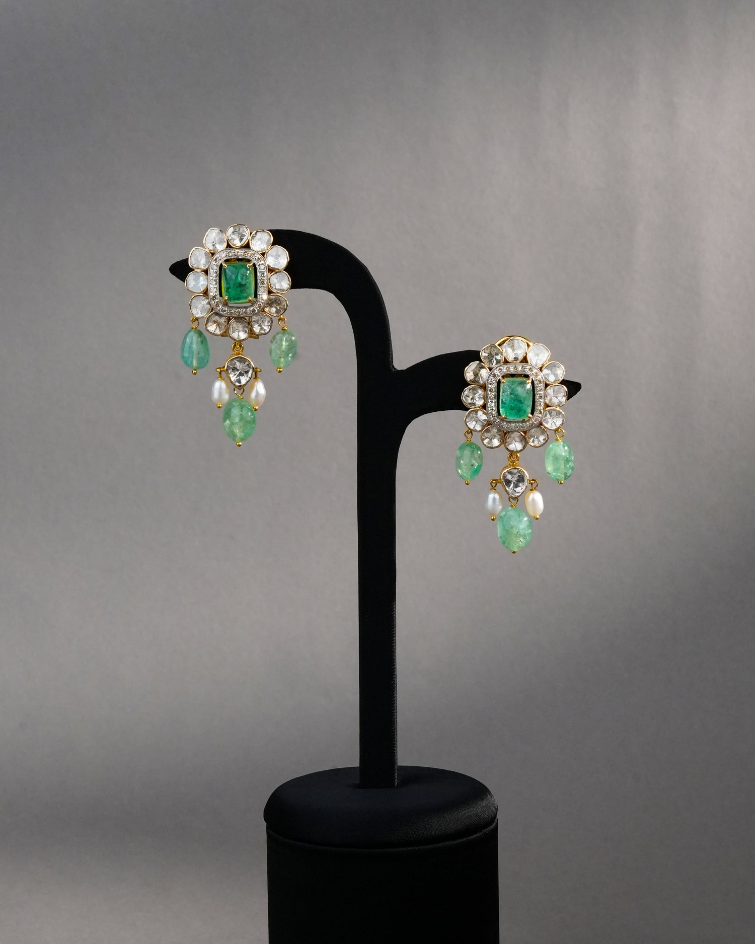 Madison Polki And Diamond Long Earrings