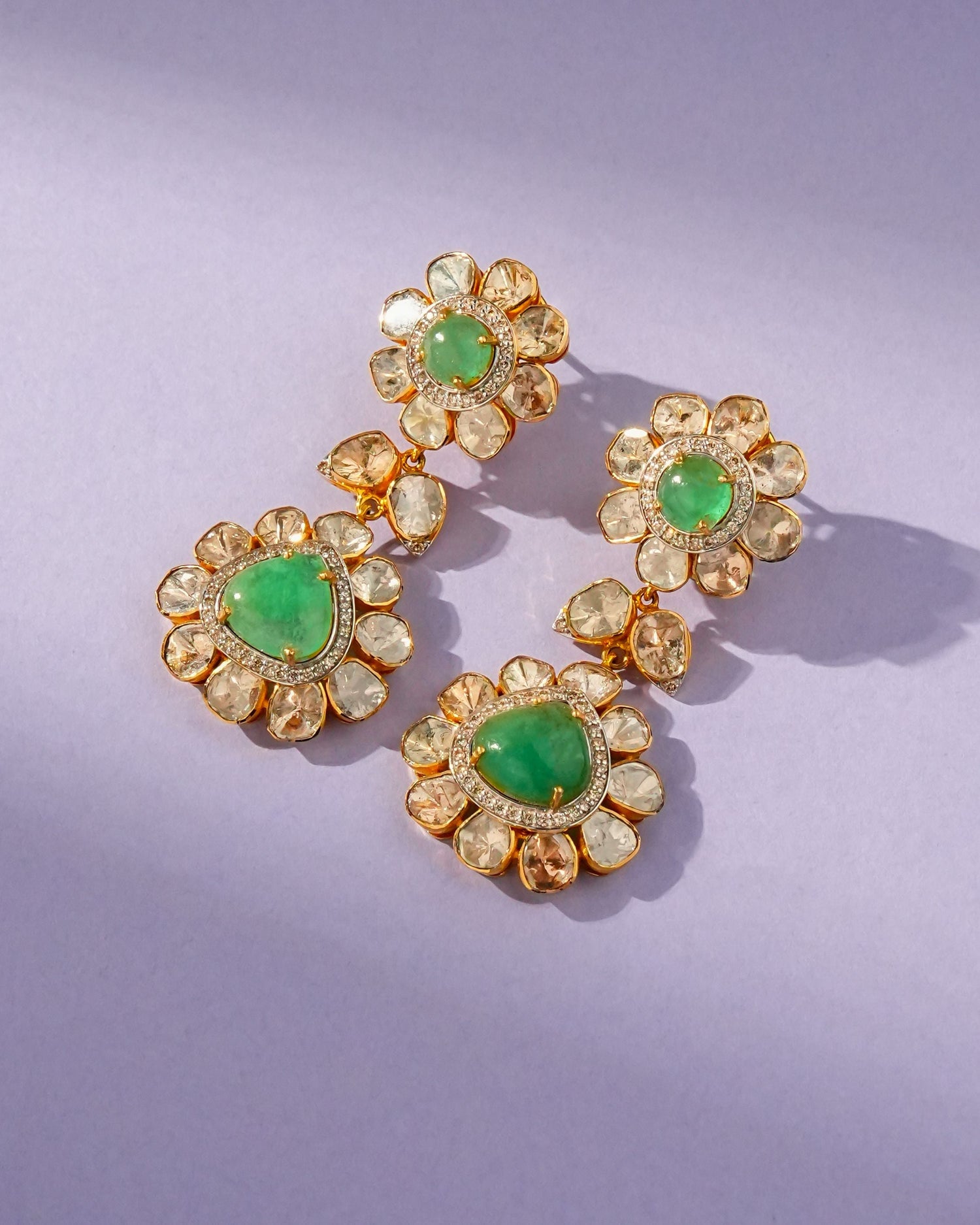 Laiba Polki And Diamond Long Earrings