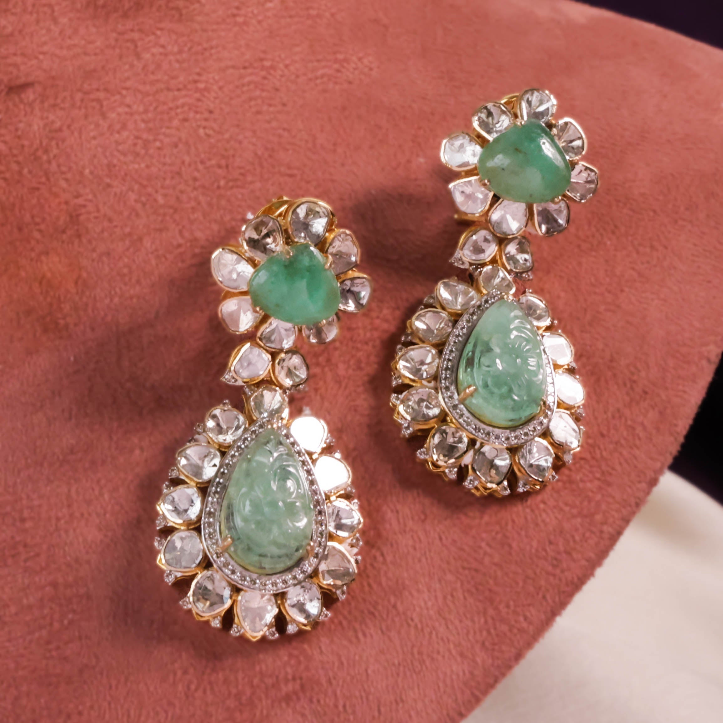 Nira Polki And Diamond Long Earrings