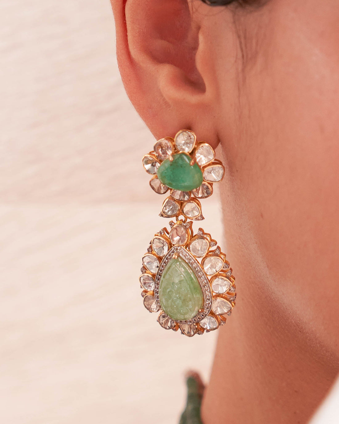 Nira Polki And Diamond Long Earrings