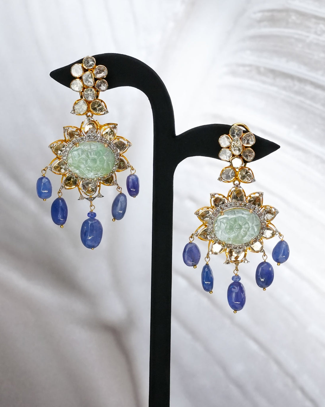 Nidha Polki And Diamond Long Earrings