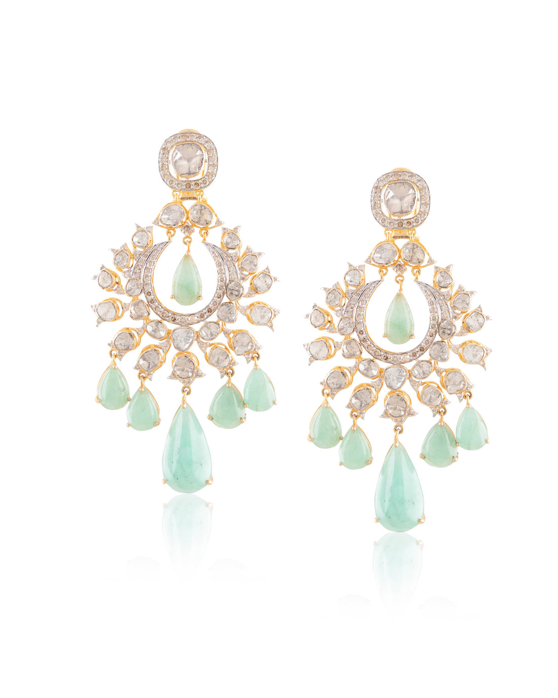 Maisha Polki And Diamond Long Earrings