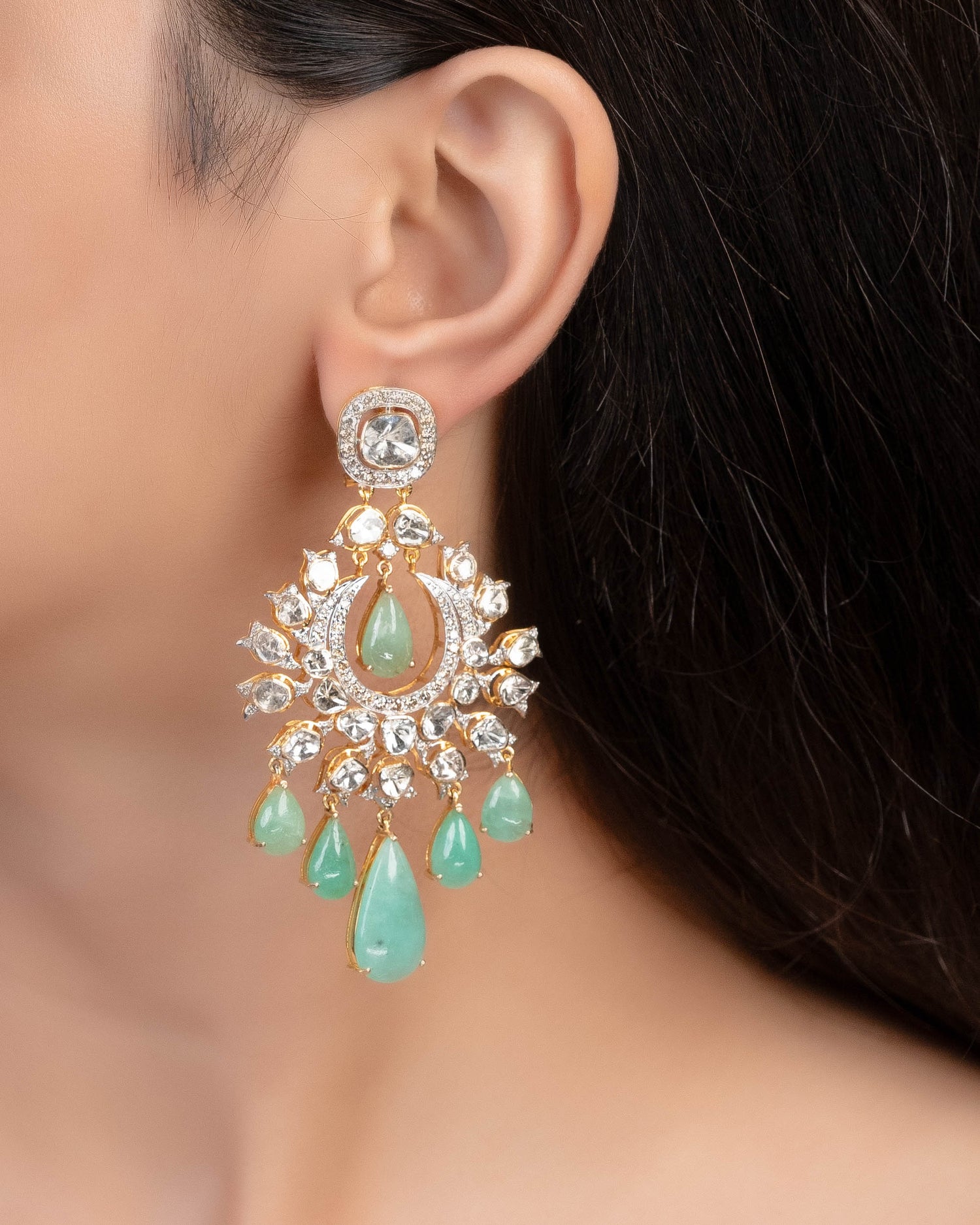 Maisha Polki And Diamond Long Earrings