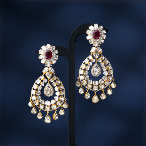 Emelia Polki And Diamond Long Earrings