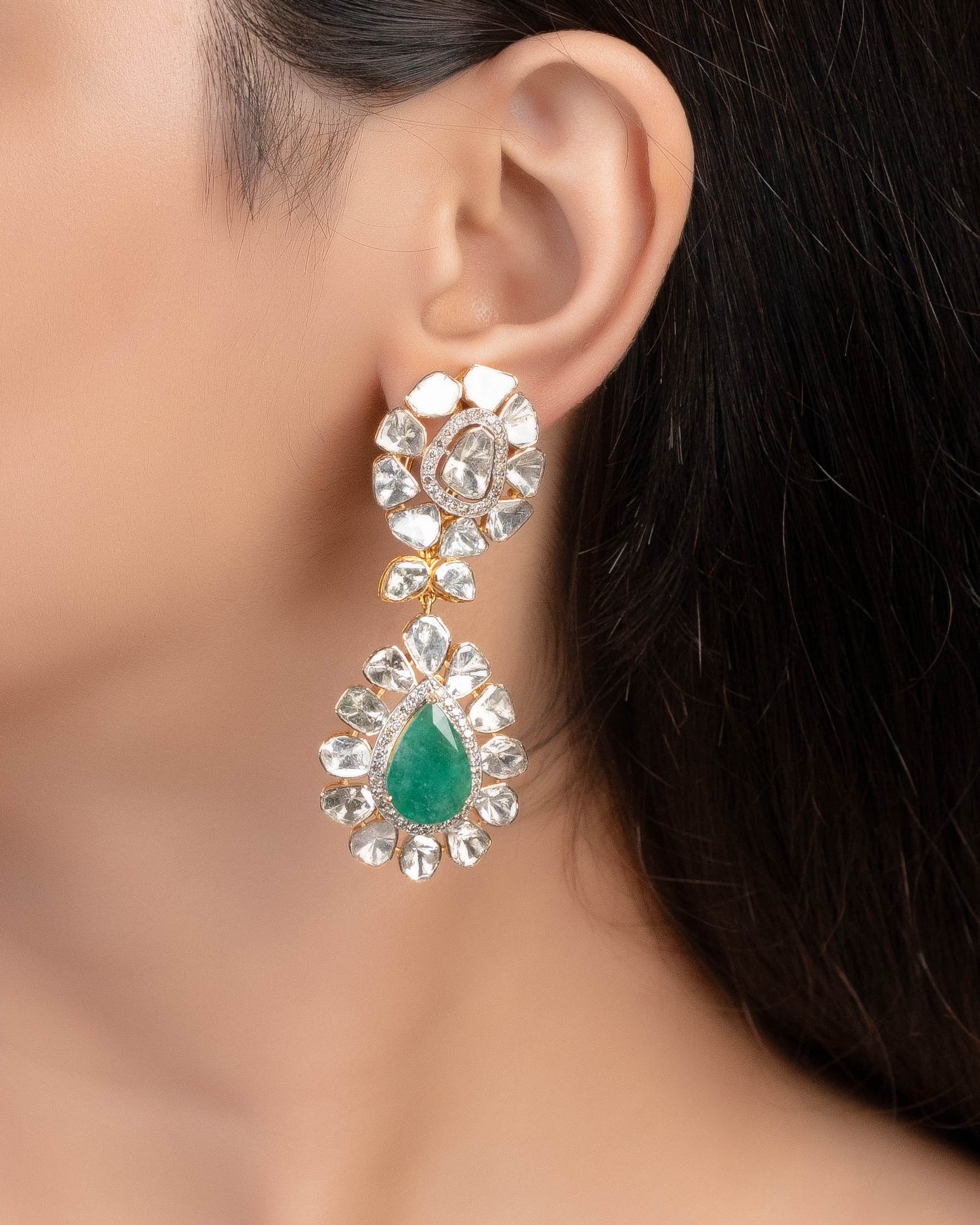 Kaveri Polki And Diamond Long Earrings