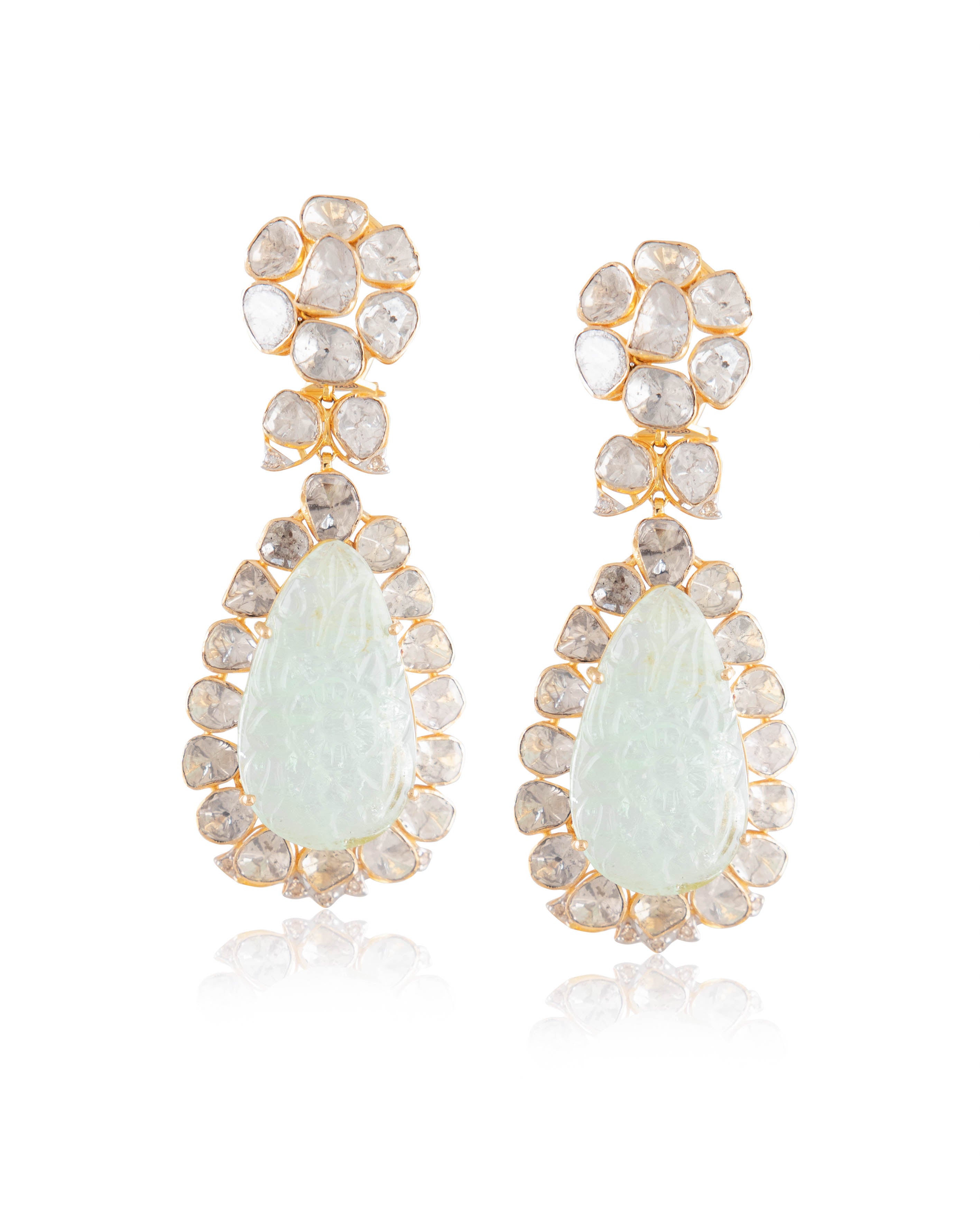 Minal Polki And Diamond Long Earrings