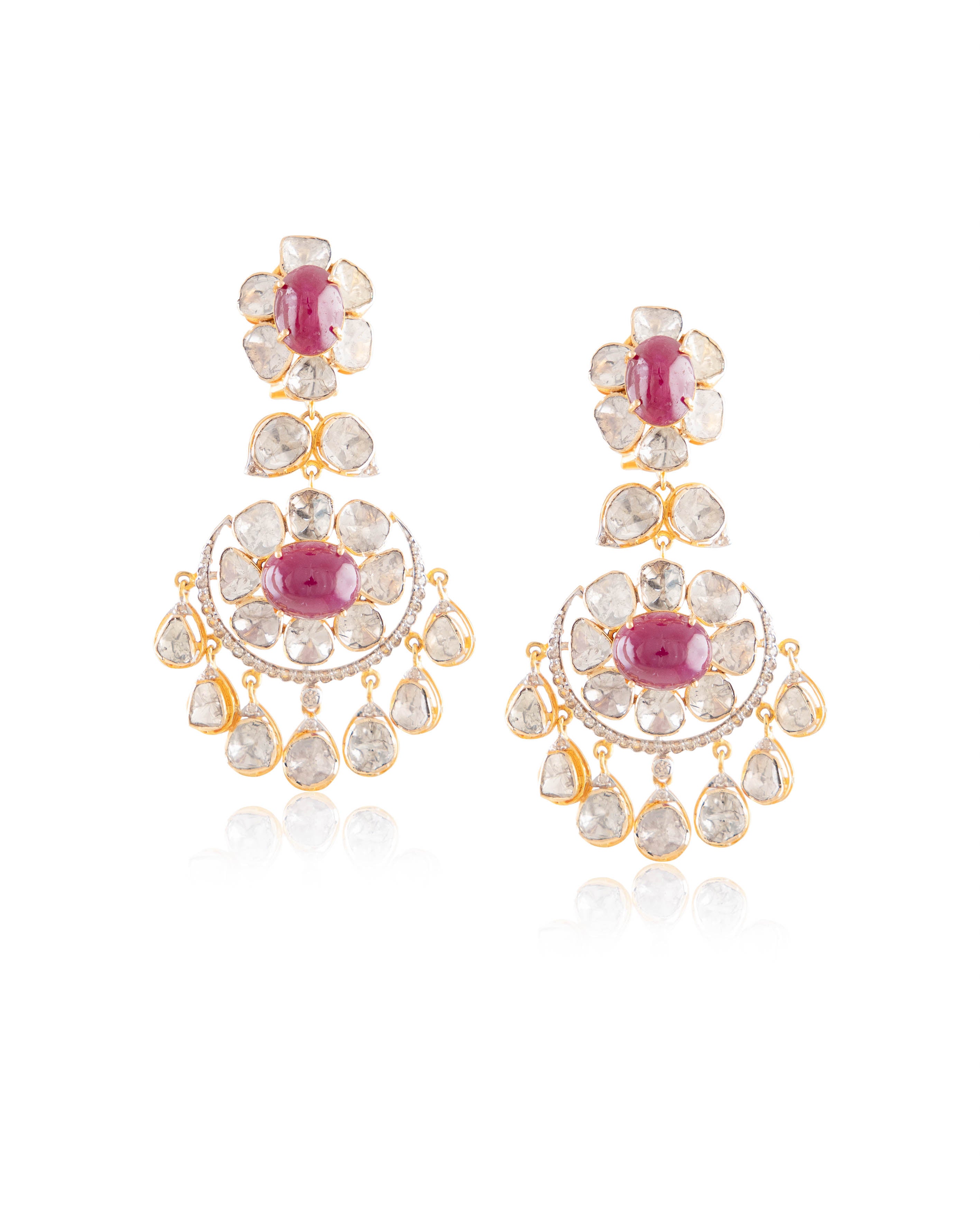 Reema Polki And Diamond Long Earrings