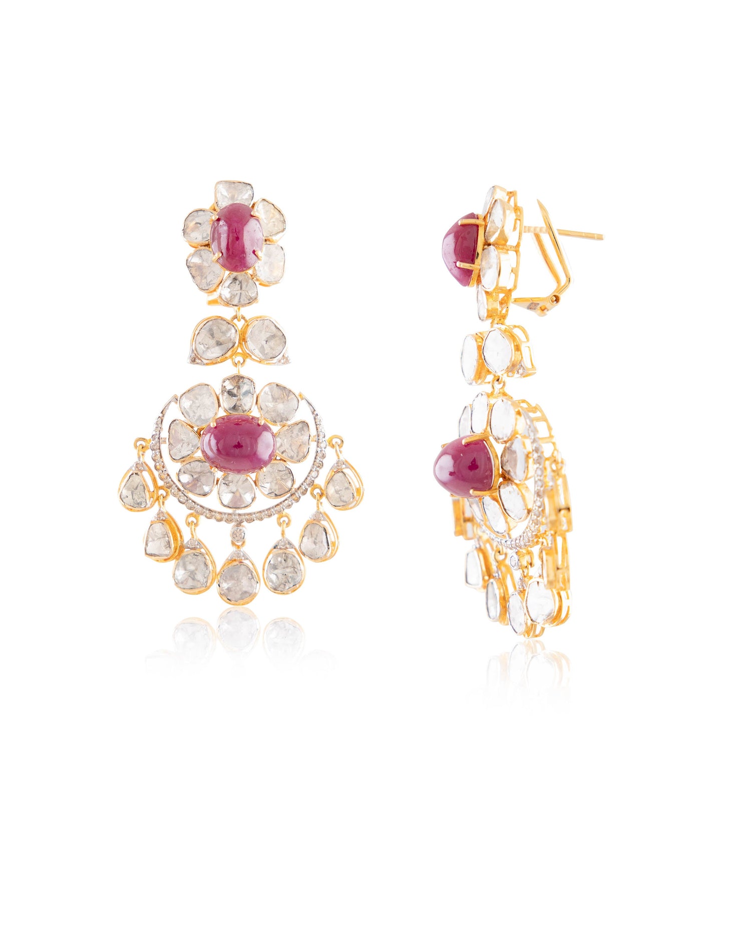 Reema Polki And Diamond Long Earrings