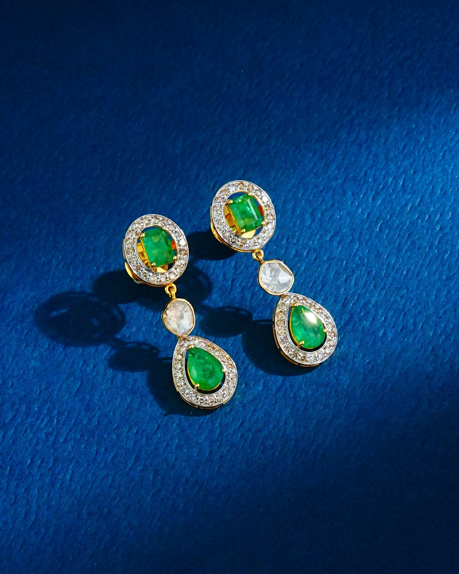 Varsha Polki And Diamond Long Earrings