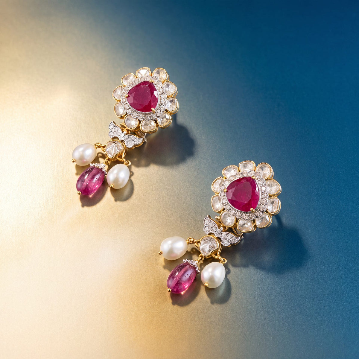 Ragini Polki And Diamond Long Earrings