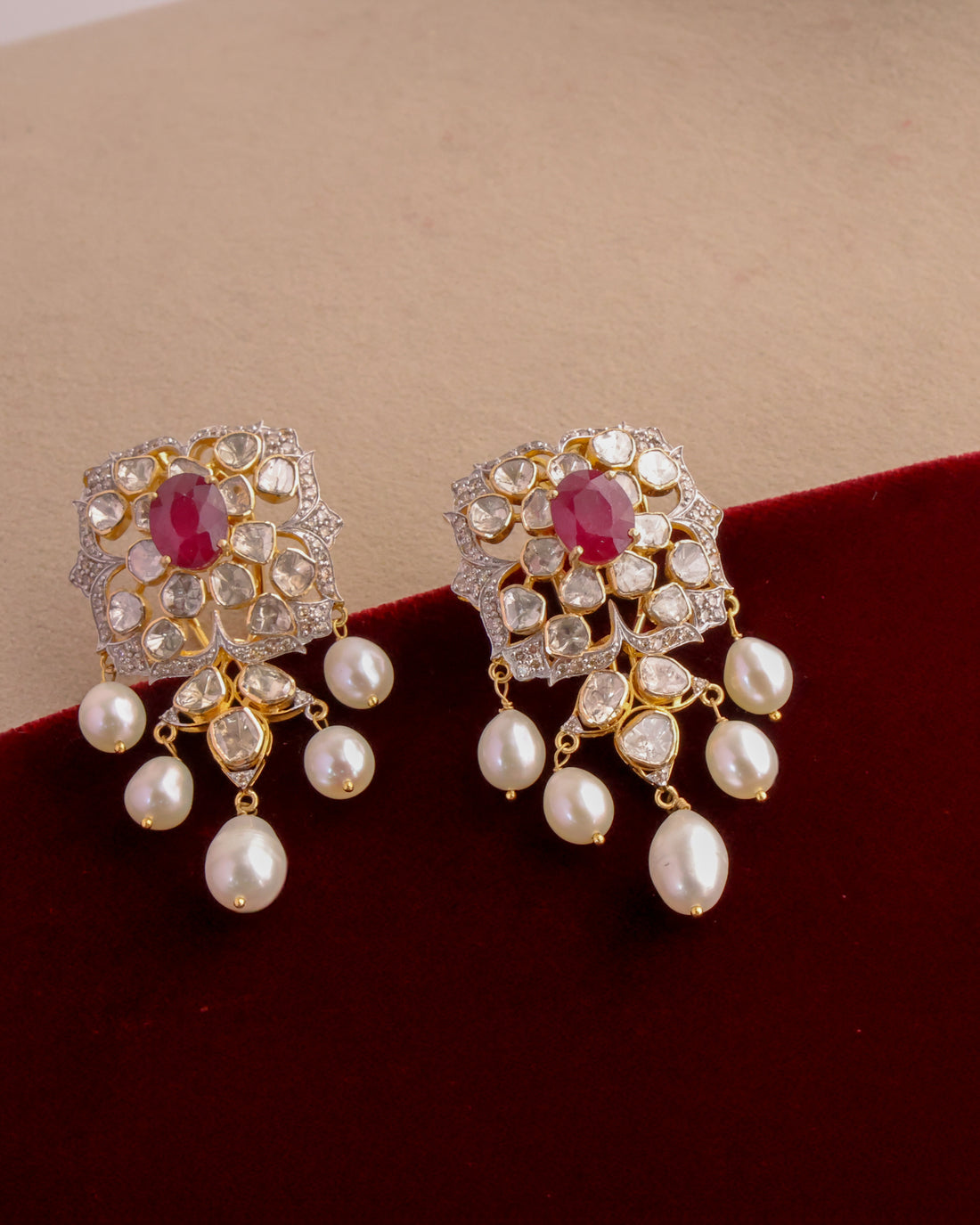 Grace Polki And Diamond Long Earrings