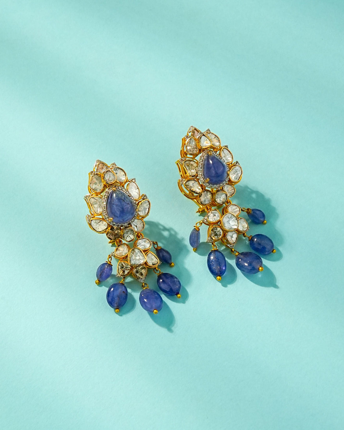 Kelolina Polki And Diamond Long Earrings