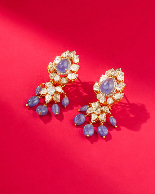 Kelolina Polki And Diamond Long Earrings