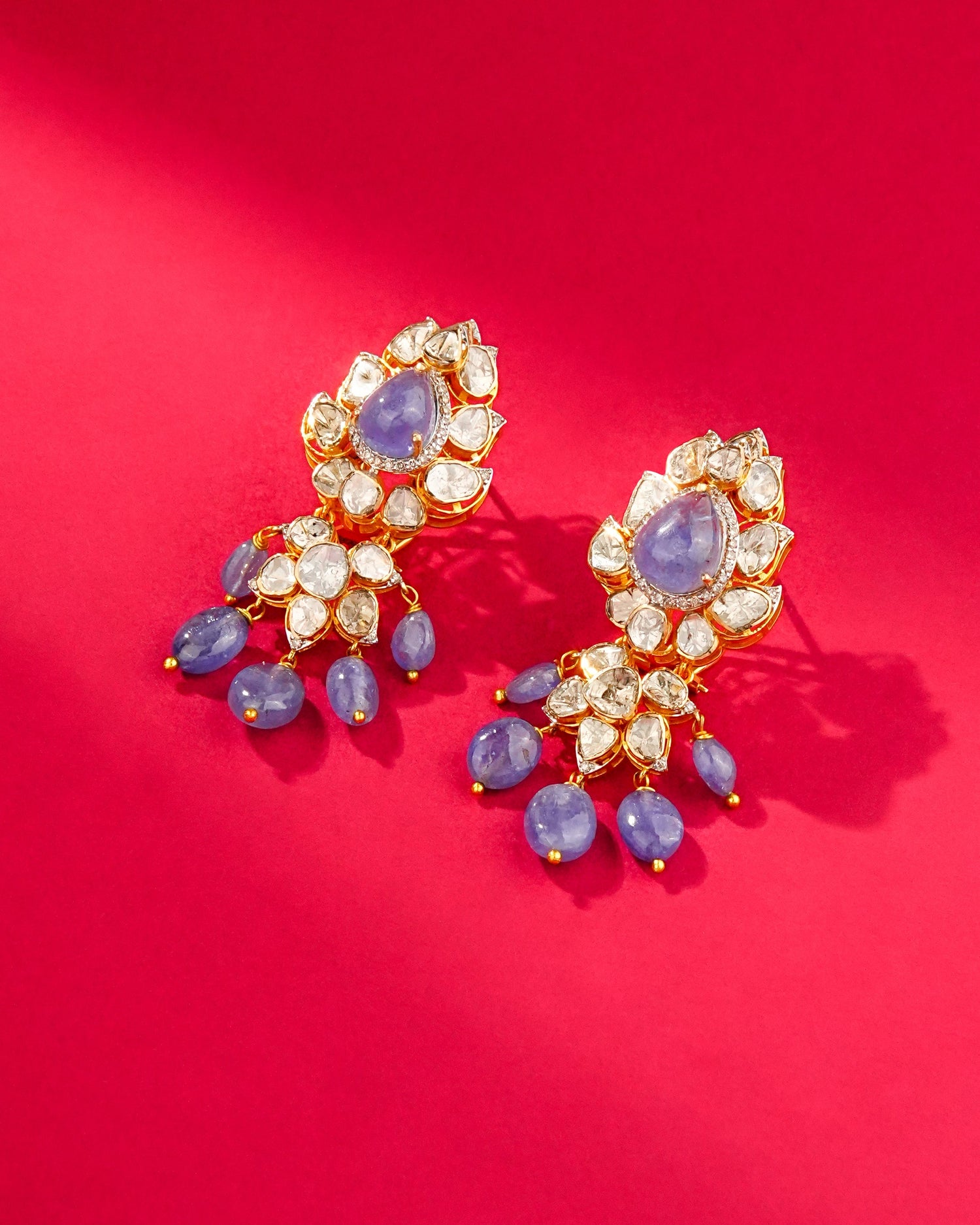 Kelolina Polki And Diamond Long Earrings