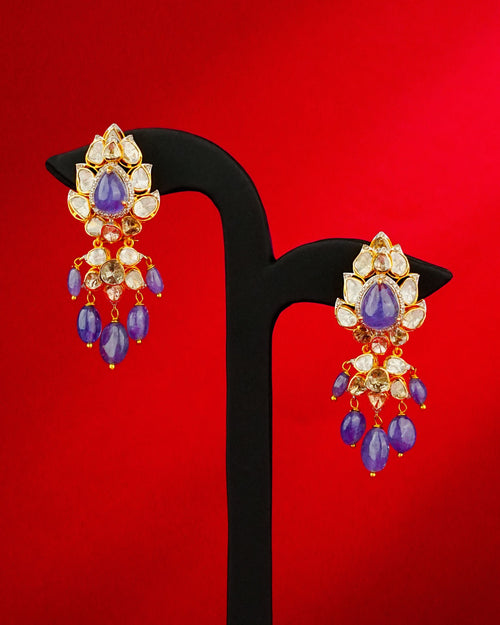 Kelolina Polki And Diamond Long Earrings