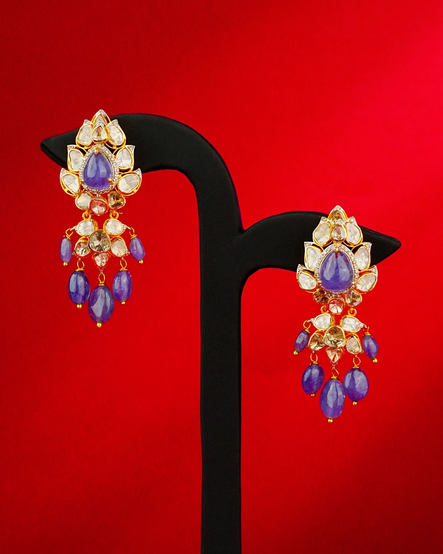 Kelolina Polki And Diamond Long Earrings