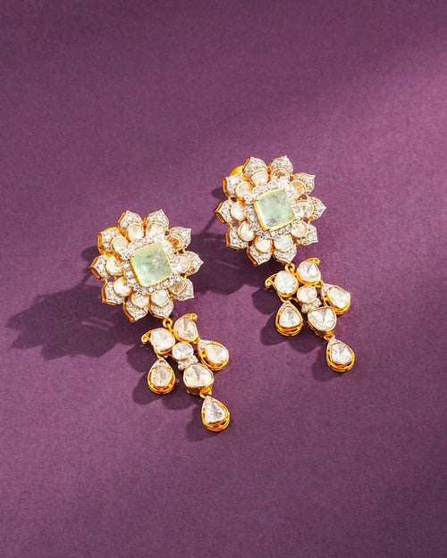 Marina Polki And Diamond Long Earrings