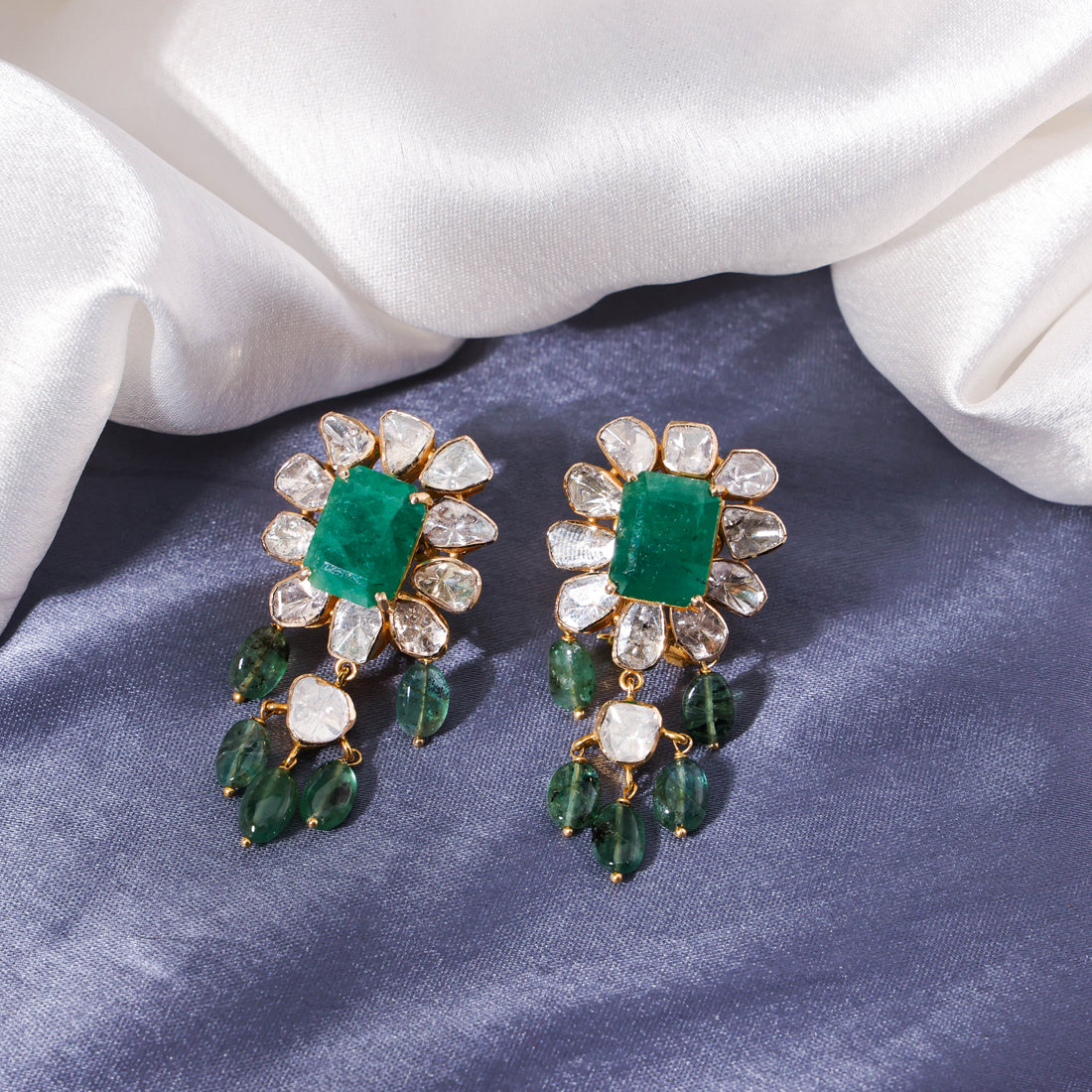 Hina Polki Long Earrings