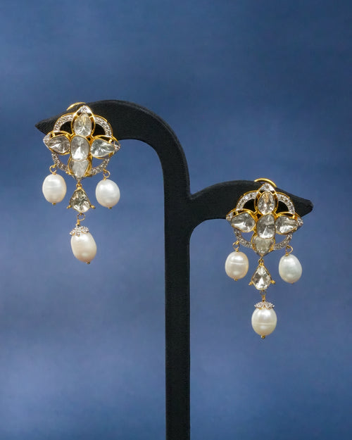 June Polki And Diamond Long Earrings