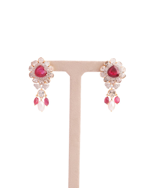 Ziya Polki And Diamond Long Earrings