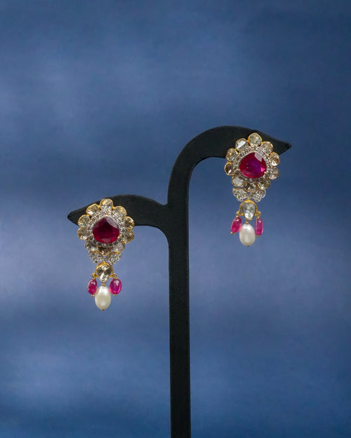 Ziya Polki And Diamond Long Earrings