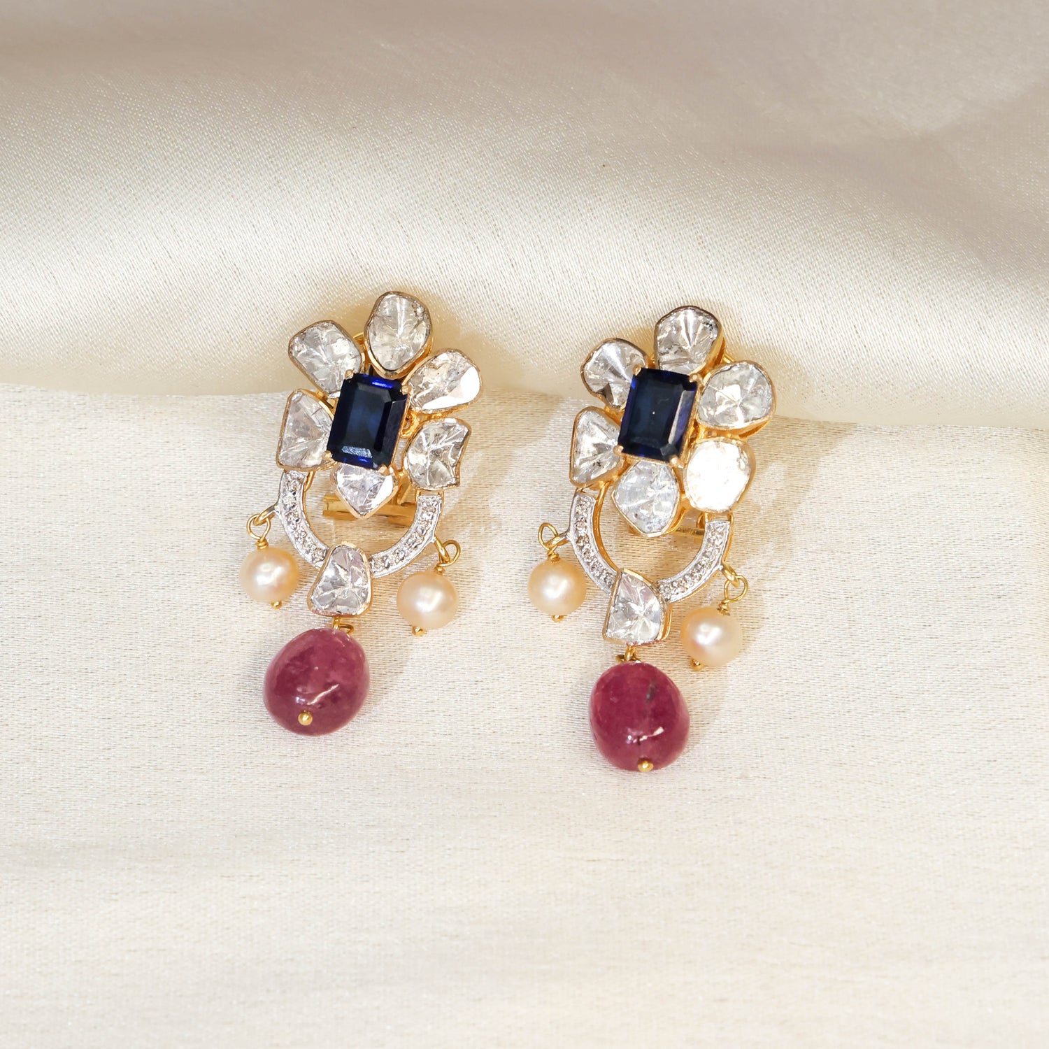 Maila Polki And Diamond Long Earrings