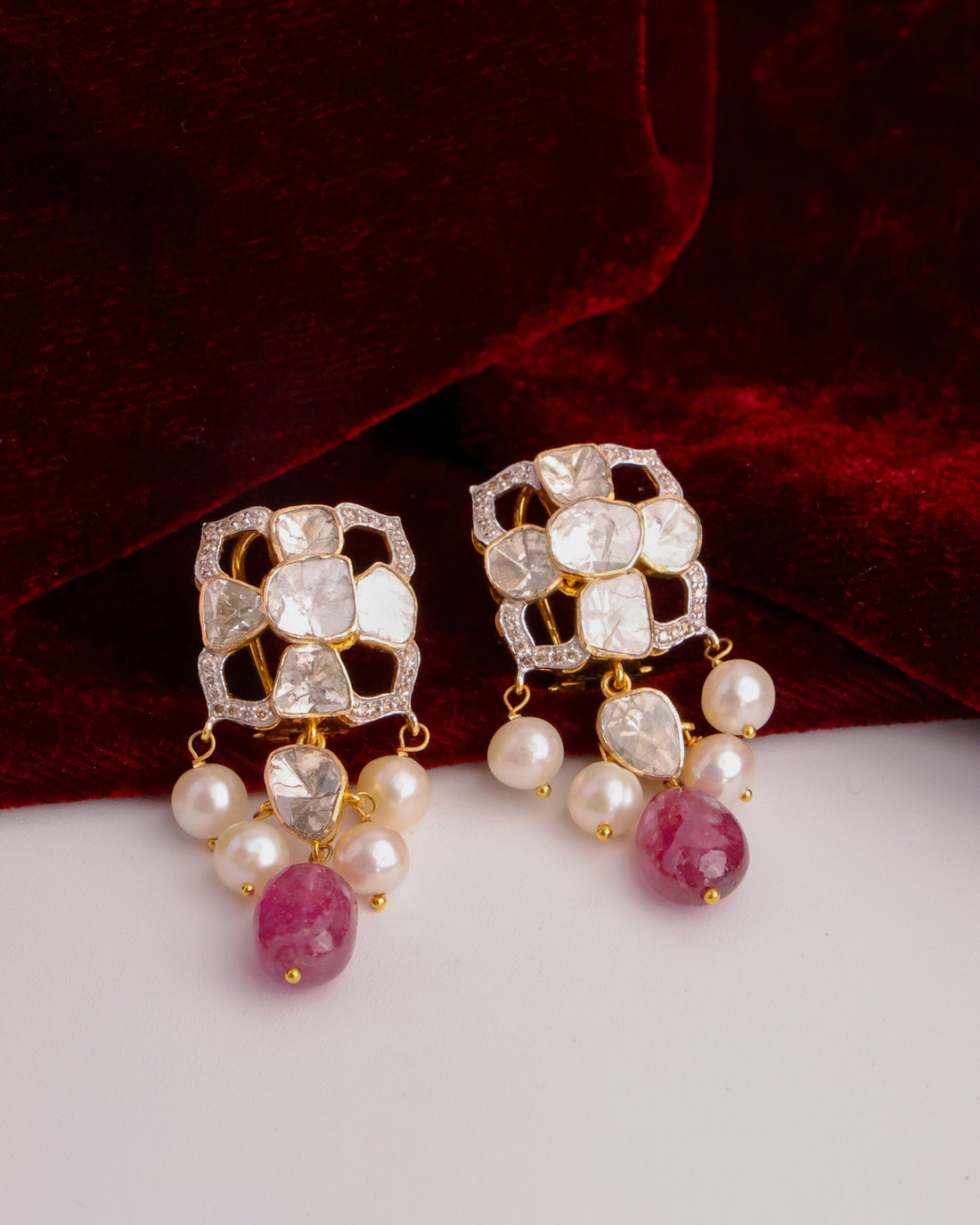 Vezira Polki And Diamond Long Earrings