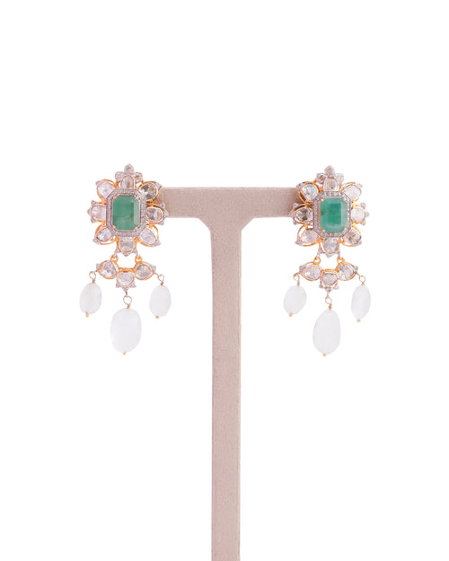 Sanjana Polki And Diamond Long Earrings