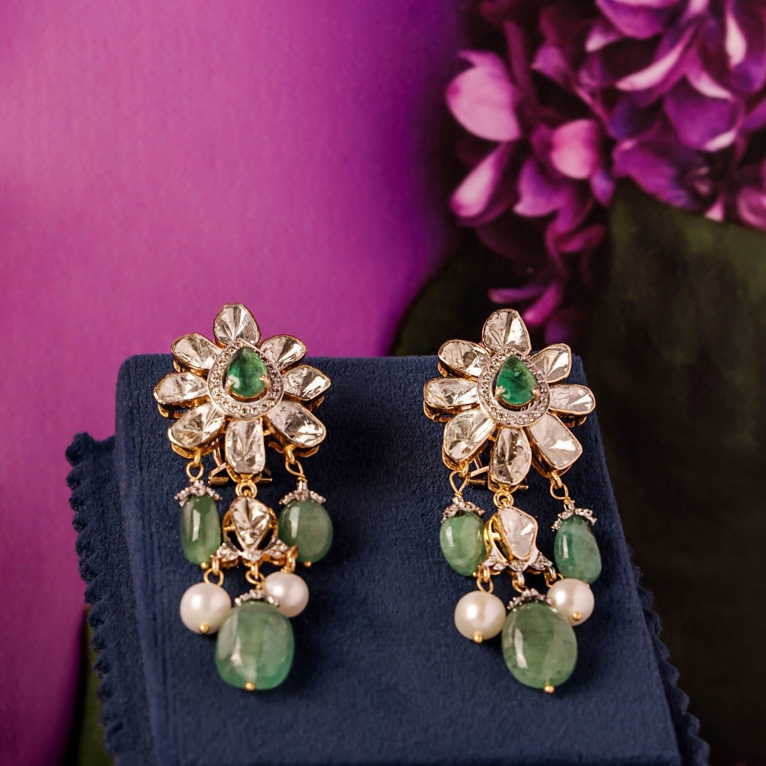 Namya Polki And Diamond Long Earrings