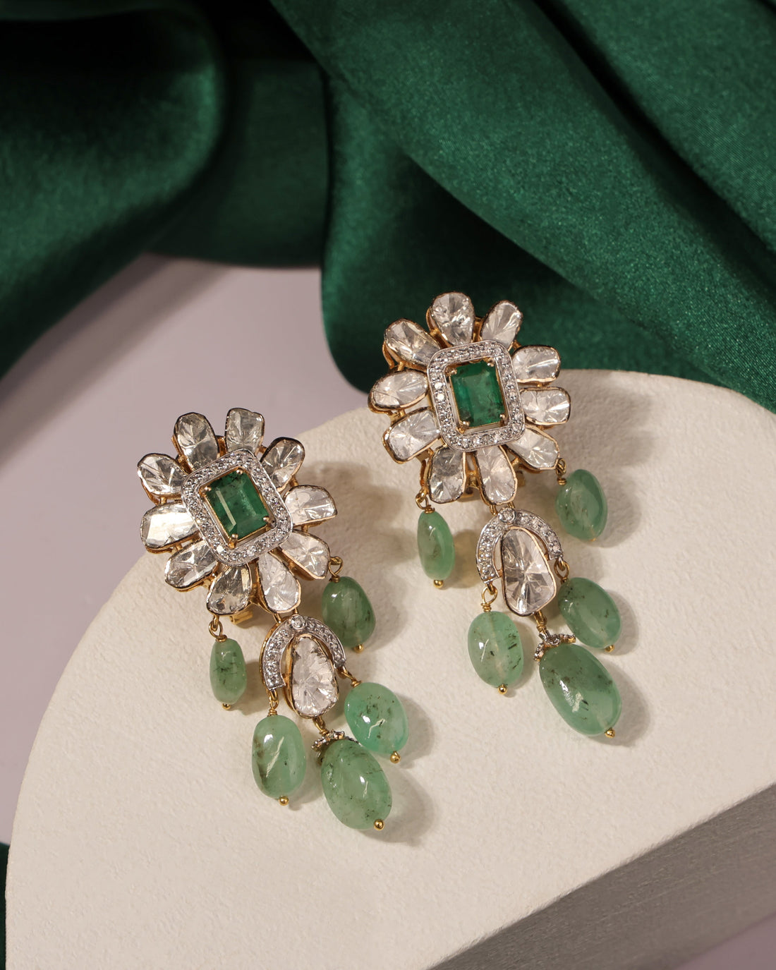 Olive Polki And Diamond Tops