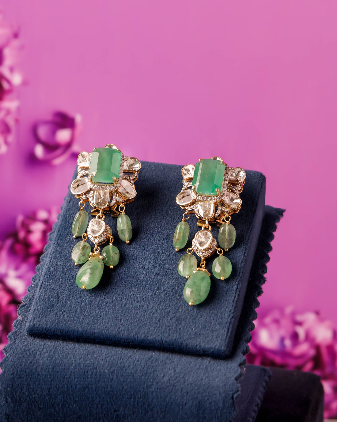 Sandhya Polki And Diamond Long Earrings