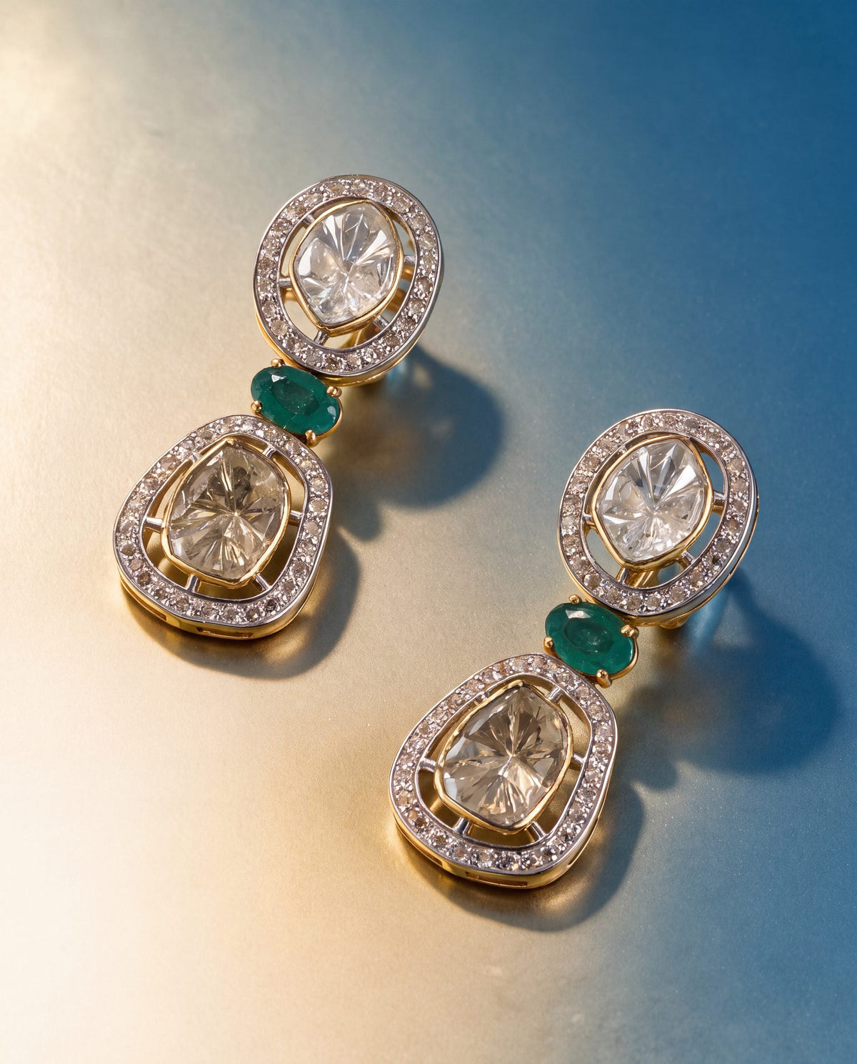 Rakhi Polki And Diamond Long Earrings