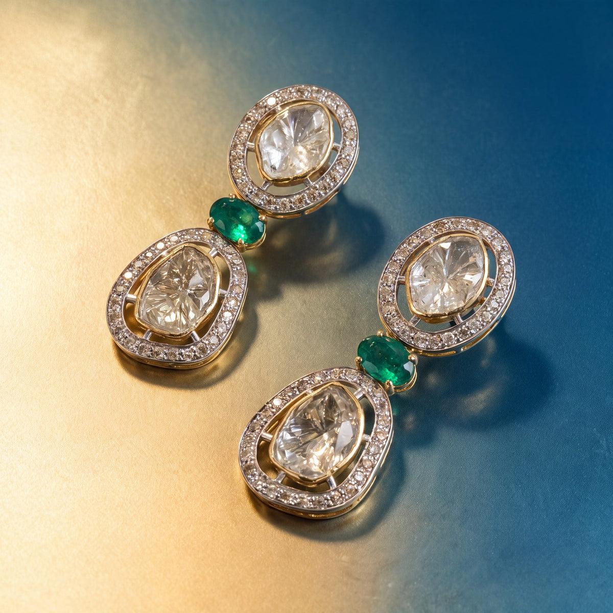 Rakhi Polki And Diamond Long Earrings