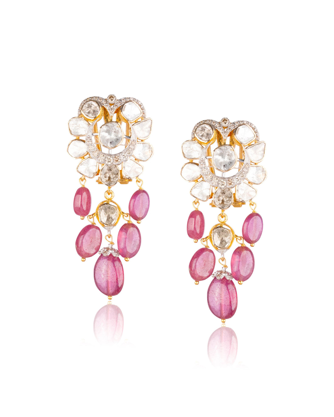 Mokshita Polki And Diamond Long Earrings