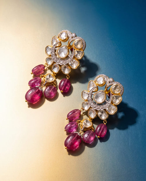 Elisia Polki And Diamond Long Earrings