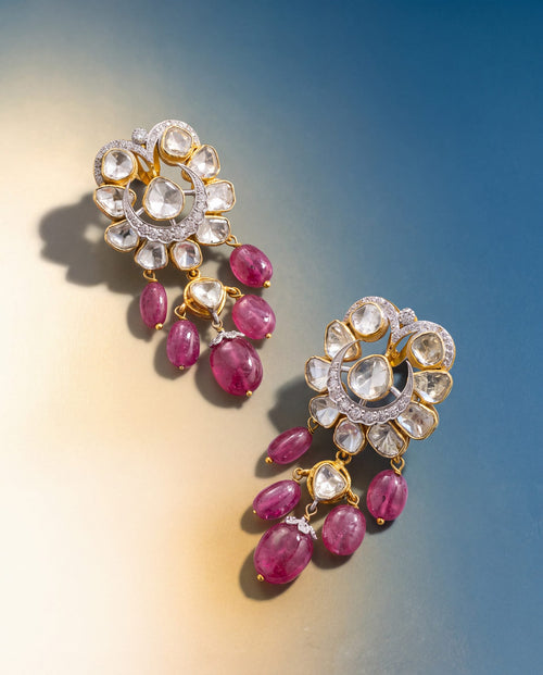 Elisia Polki And Diamond Long Earrings