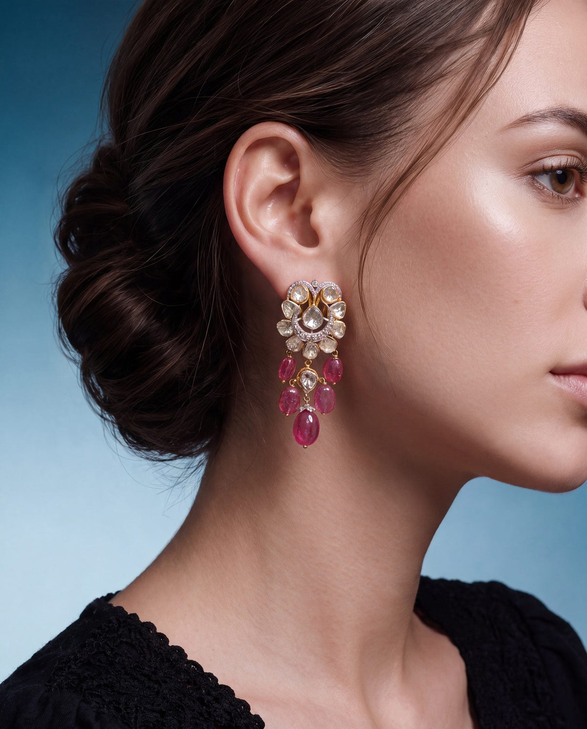 Elisia Polki And Diamond Long Earrings