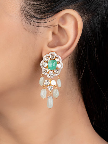 Riva Polki And Diamond Long Earrings