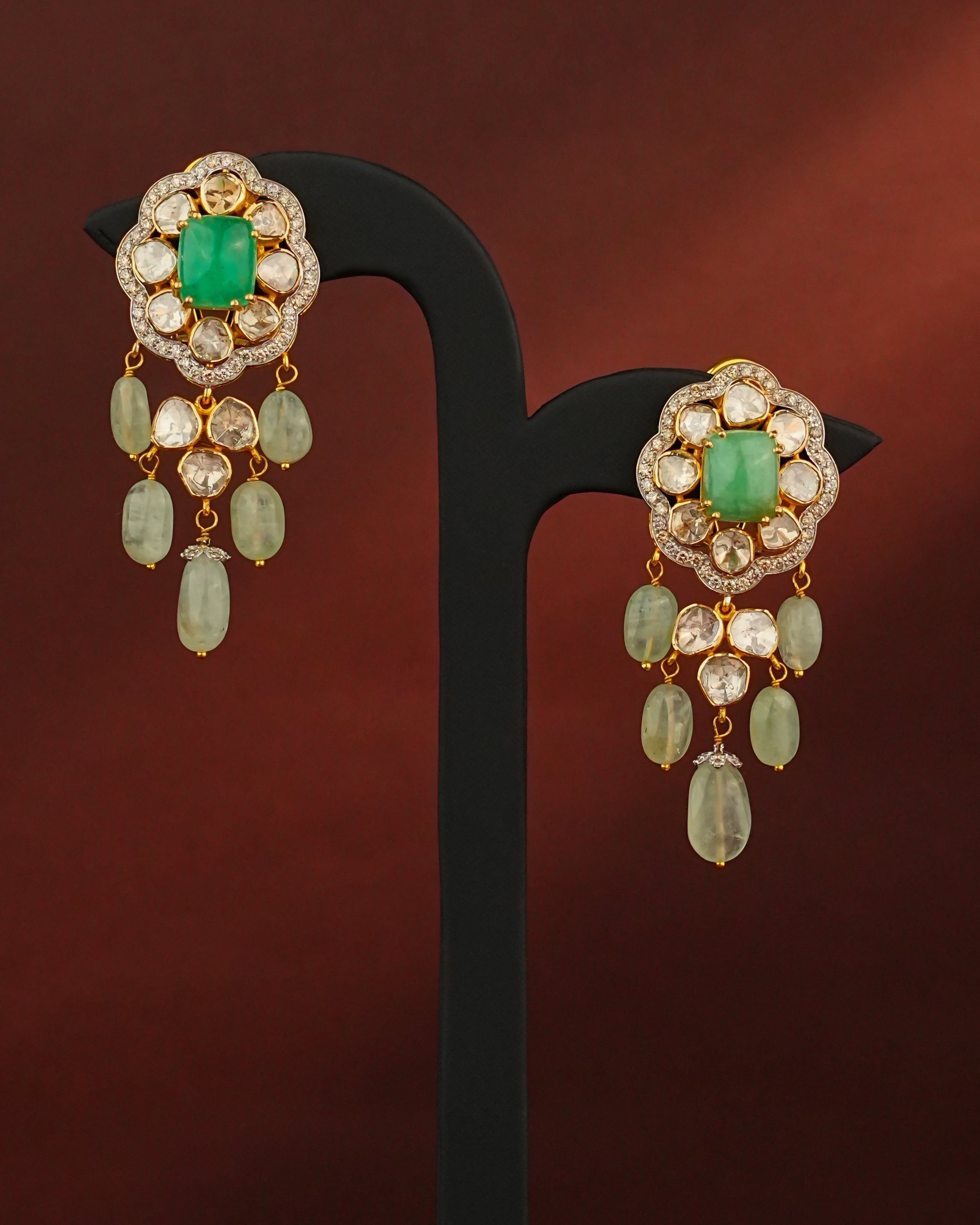 Riva Polki And Diamond Long Earrings