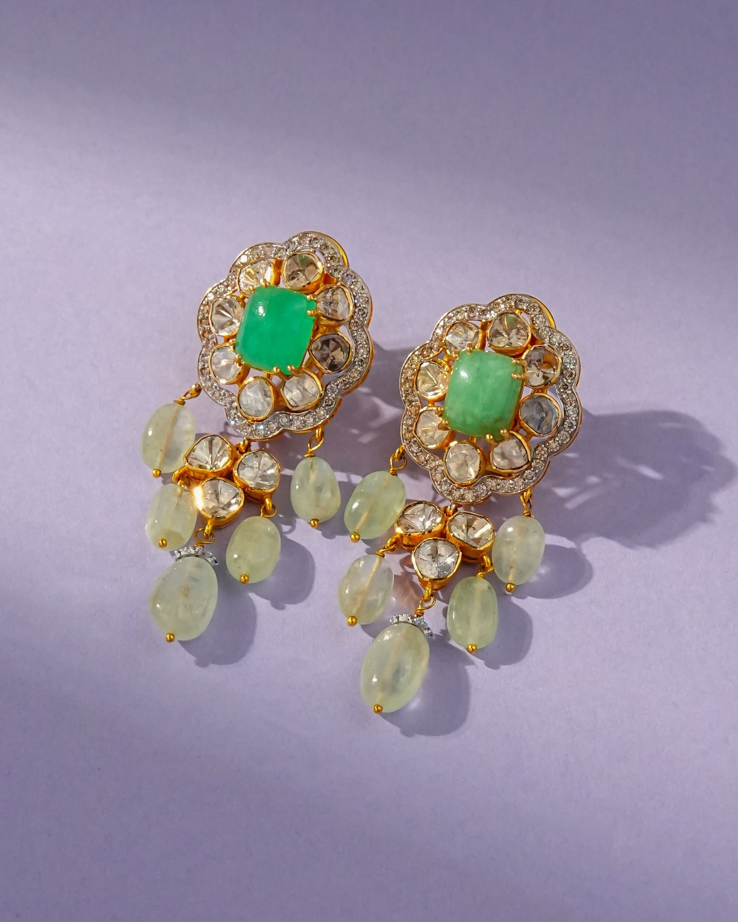 Riva Polki And Diamond Long Earrings