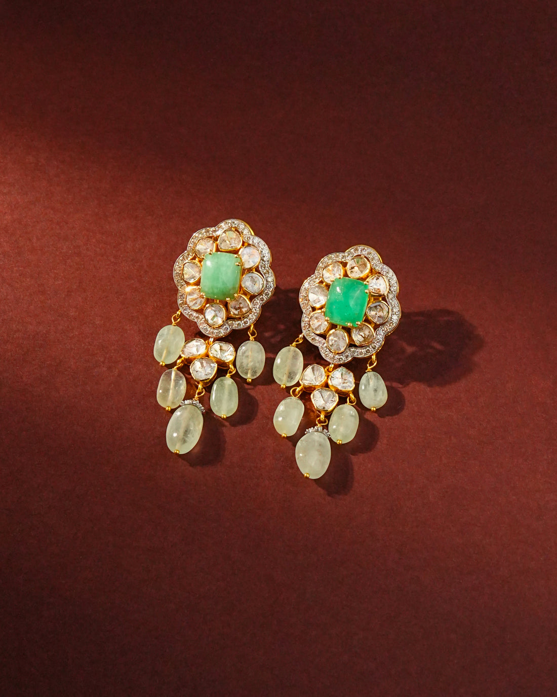 Riva Polki And Diamond Long Earrings