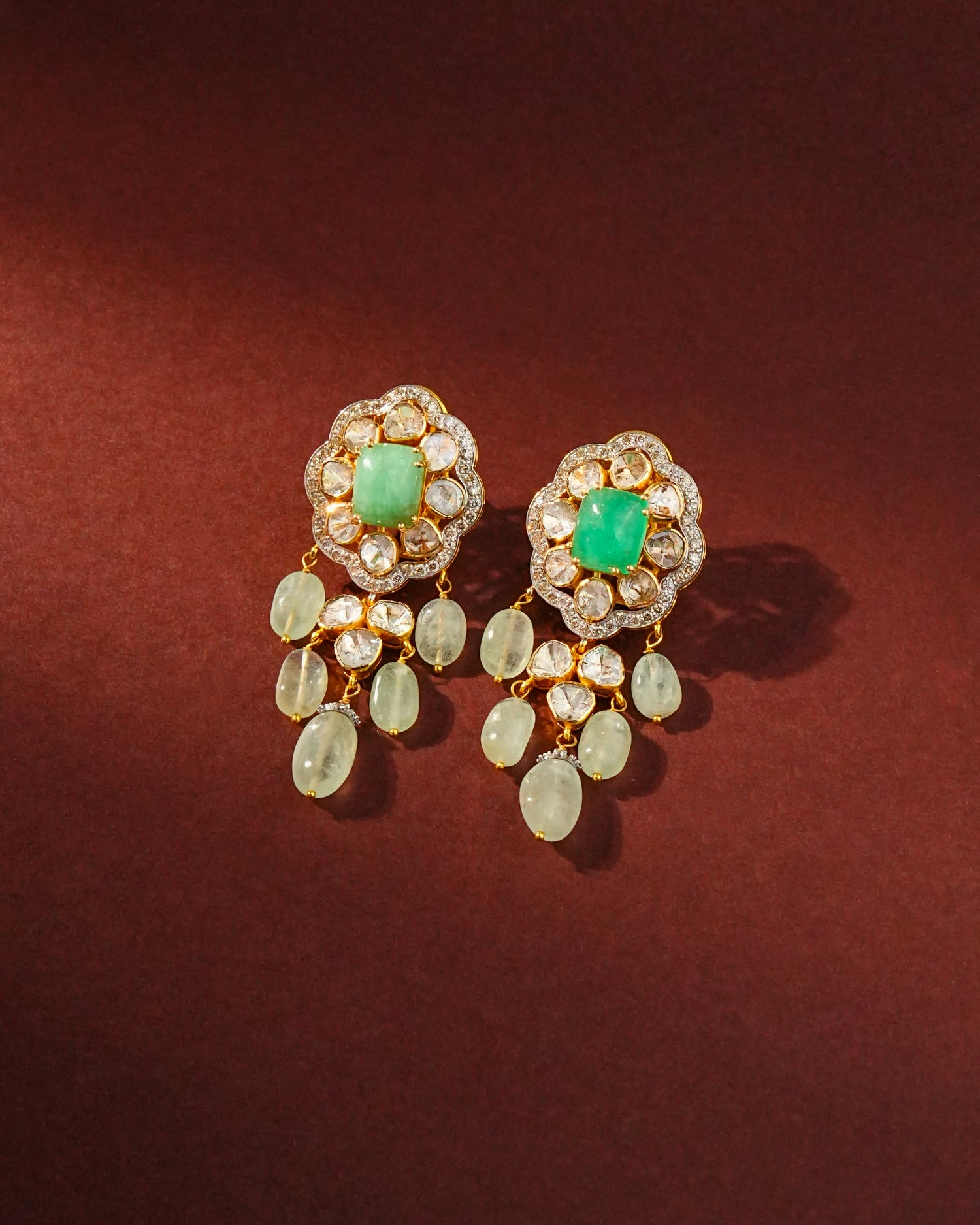 Riva Polki And Diamond Long Earrings