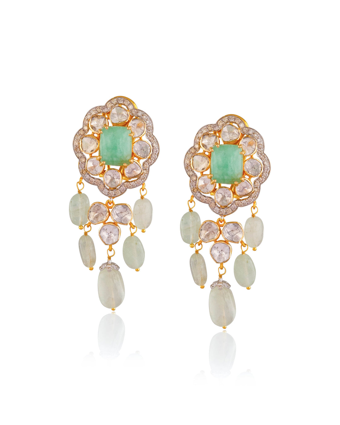 Riva Polki And Diamond Long Earrings