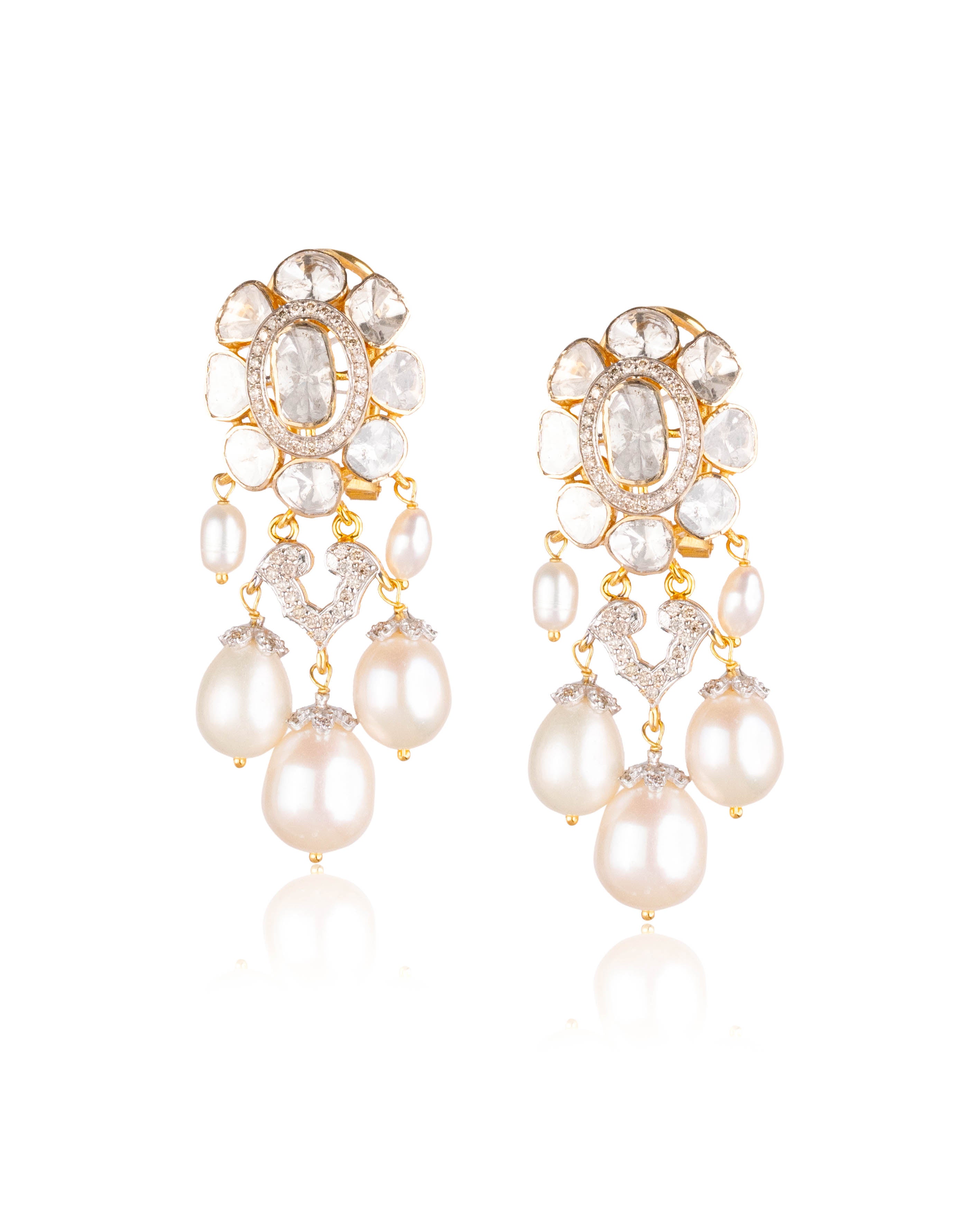 Zeenat Polki And Diamond Long Earrings