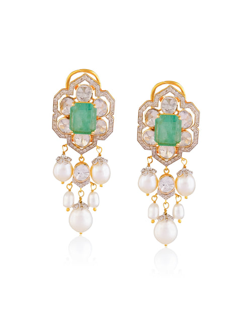 Winnie Polki And Diamond Long Earrings