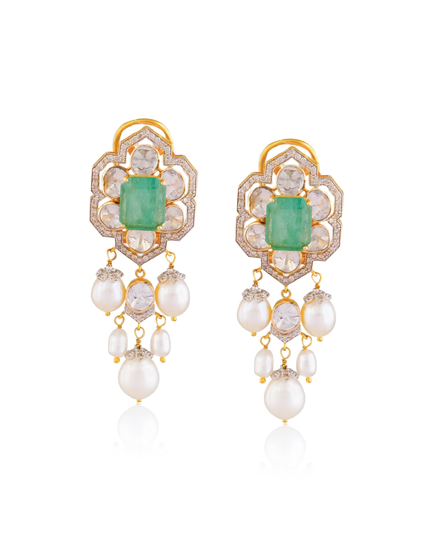 Shika Polki And Diamond Long Earrings