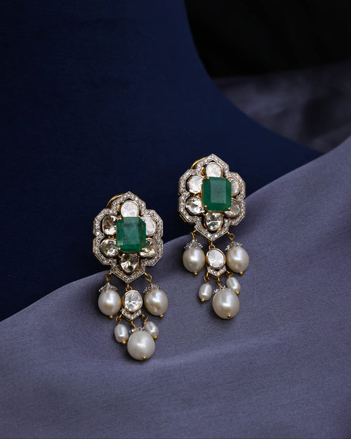 Winnie Polki And Diamond Long Earrings