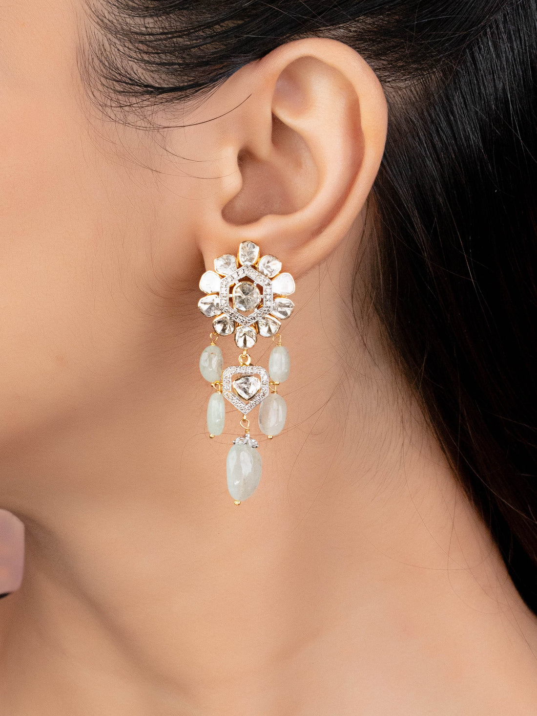 Sheetal Polki And Diamond Long Earrings