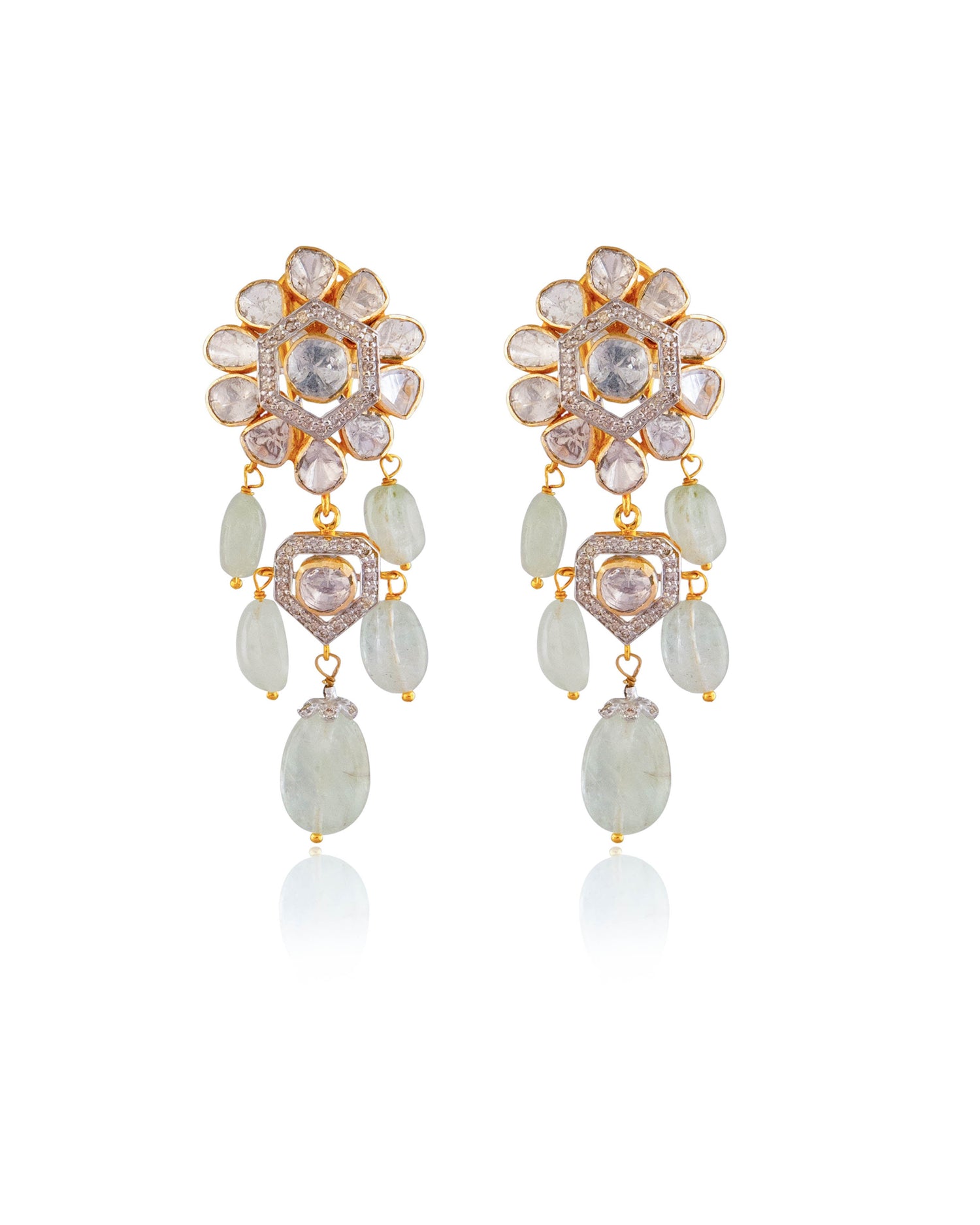 Sheetal Polki And Diamond Long Earrings